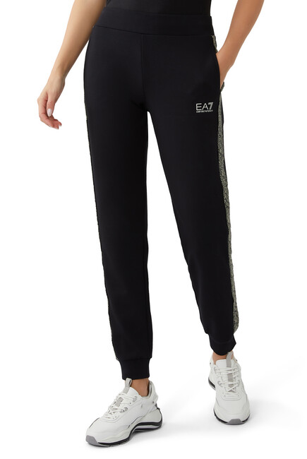 EA7 JOGGERS LOGO SERIES SEQUIN EMBROIDERY:White :XS